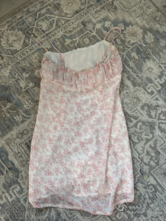 Pink Floral Ruched Mini Dress - Picture 2 of 2